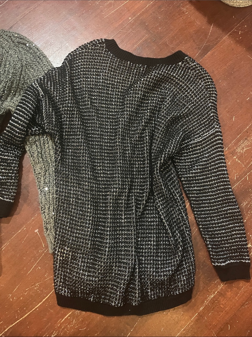 Glitter Lover’s Bundle Women's Mixed-Knit Crewneck Sweaters- Black and Gray - Picture 7 of 10